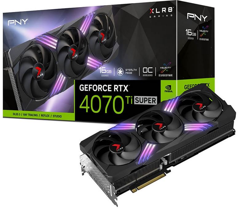 PNY GeForce RTX 4070 Ti Super XLR8 Gaming VERTO EPIC-X Triple Fan OC HDMI 3xDP 16GB