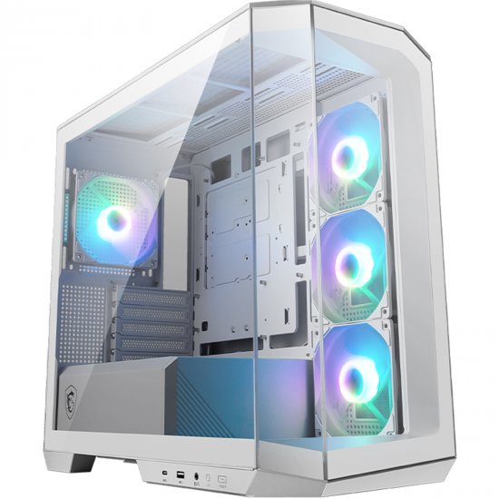 MSI MAG PANO M100R PZ White Micro Tower Gaming Case 4x ARGB Fans - Click Image to Close