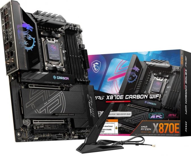 MSI MPG X870E Carbon WIFI X870 DDR5 AMD AM5 Ryzen ATX Motherboard - Click Image to Close