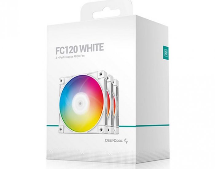 Deepcool FC120 White FC 4-pin 3 Pack 120mm ARGB PWM Low Noise Cooling Fans - Click Image to Close