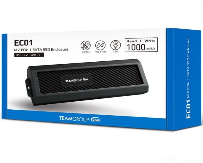 Team Group EC01 M.2 NVMe PCIe SSD Enclosure Kit - USB 3.2 Gen2 Type-C - Click Image to Close