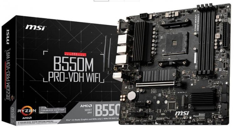 MSI B550M PRO-VDH WIFI B550 DDR4 AMD AM4 Ryzen mATX Motherboard - Click Image to Close