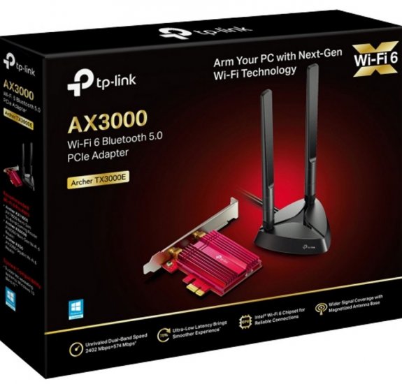 TP-Link Archer TX3000E (AX3000) Dual-Band WiFi 6 + Bluetooth 5.0 PCIe Wireless Adapter - Click Image to Close